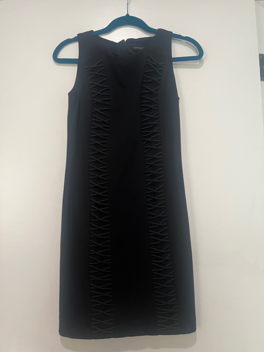 Cynthia Steffe Black Sleeveless Midi Dress with Lattice Panels size 0